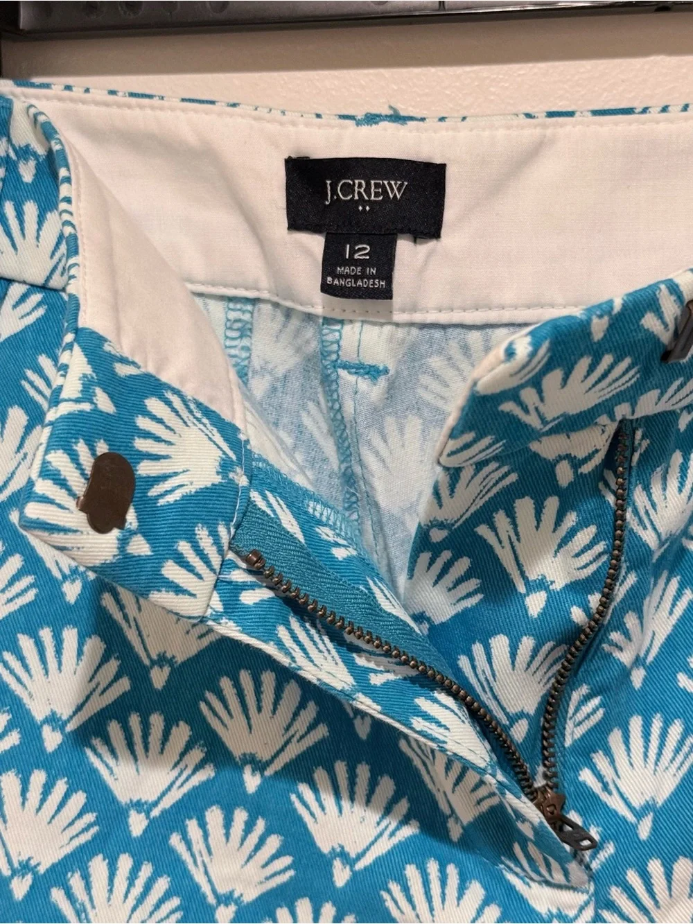 J. Crew Turquoise Patterned Shell-Print Bermuda Shorts